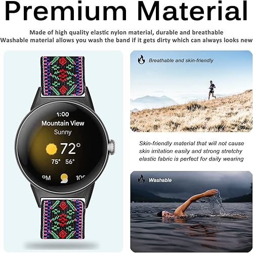 Miniatura 2 de Miimall Compatible con Google Pixel Watch 2 Band (2023) Pixel Watch, correa de nailon elástica