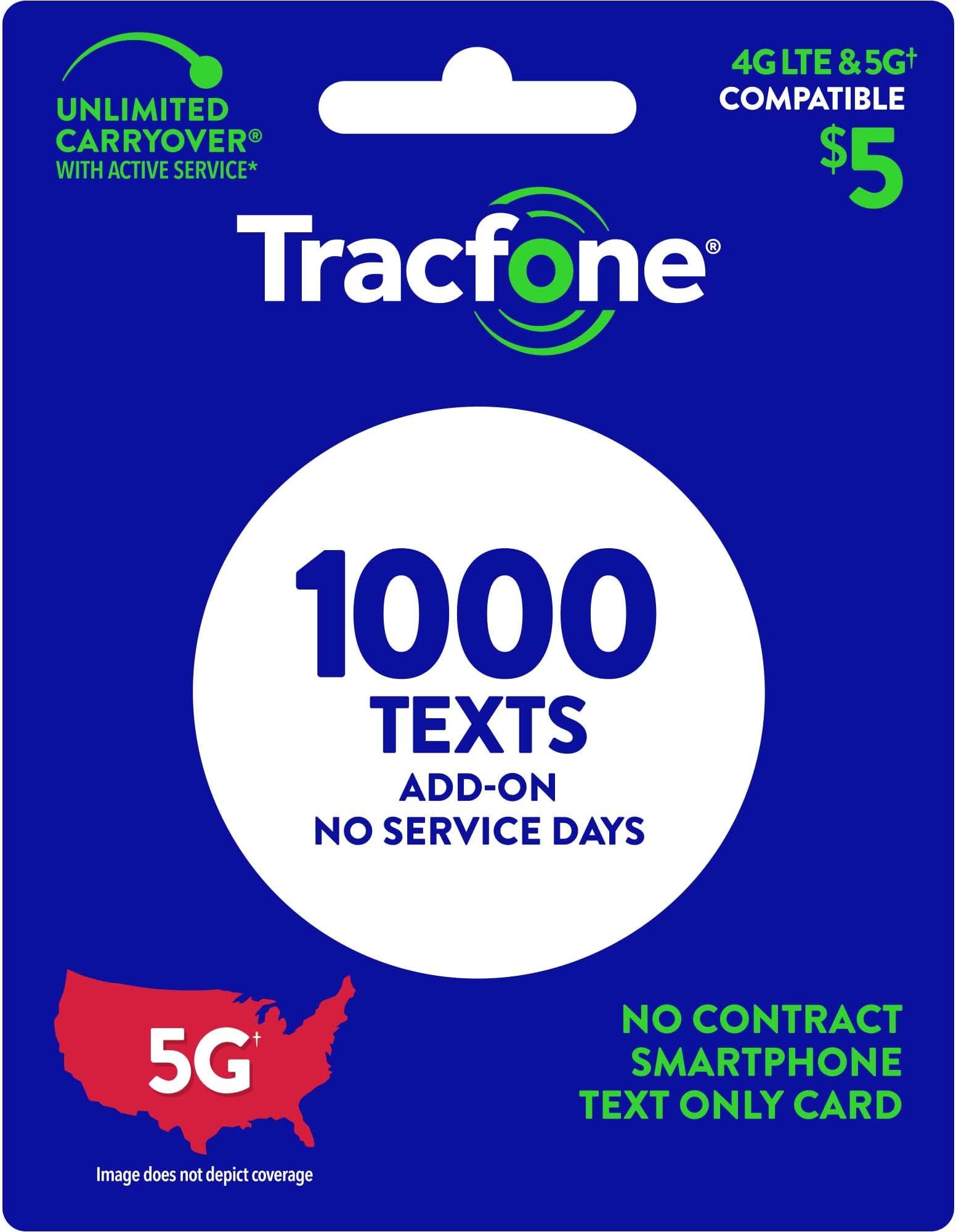 Tracfone $5 Text Add–On Card 1000 TXT [Physical Delivery]