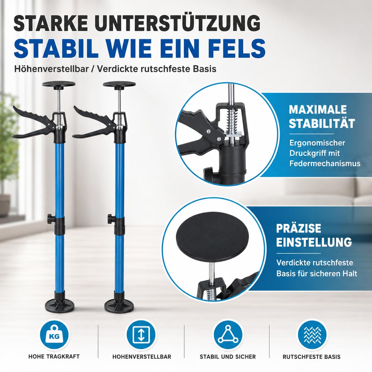 Zestaw 4 wsporników sufitowych, wspornik montażowy 115-290 cm, do