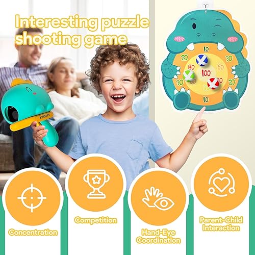 Miniatura 5 de Ambfina Juguetes al aire libre, regalos para niños de 3, 4, 5, 6 años, juegos de dinosaurio al aire libre, juguetes de tablero de dardos para niños