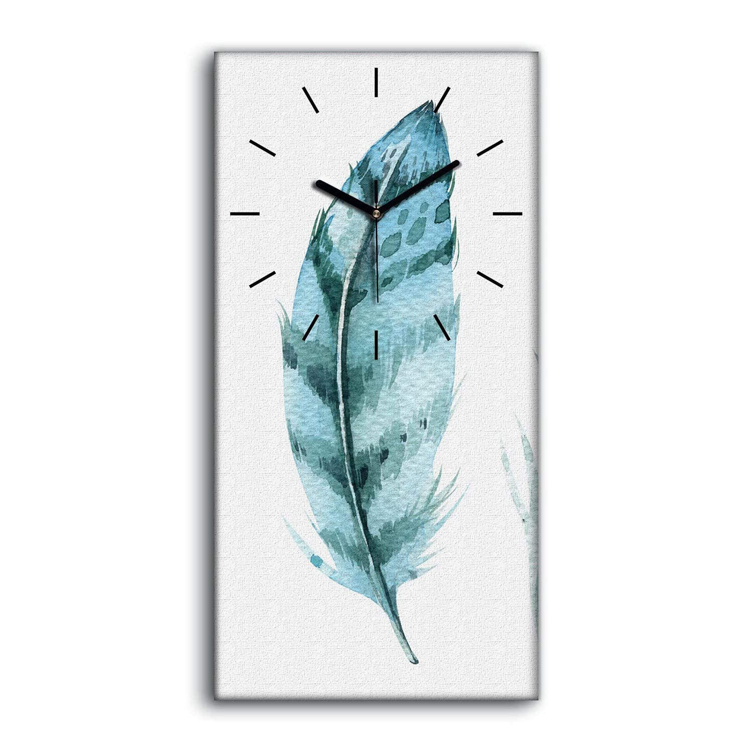 Horloge sur toile sans tic tac art moderne oiseaux bleu 30x60cm