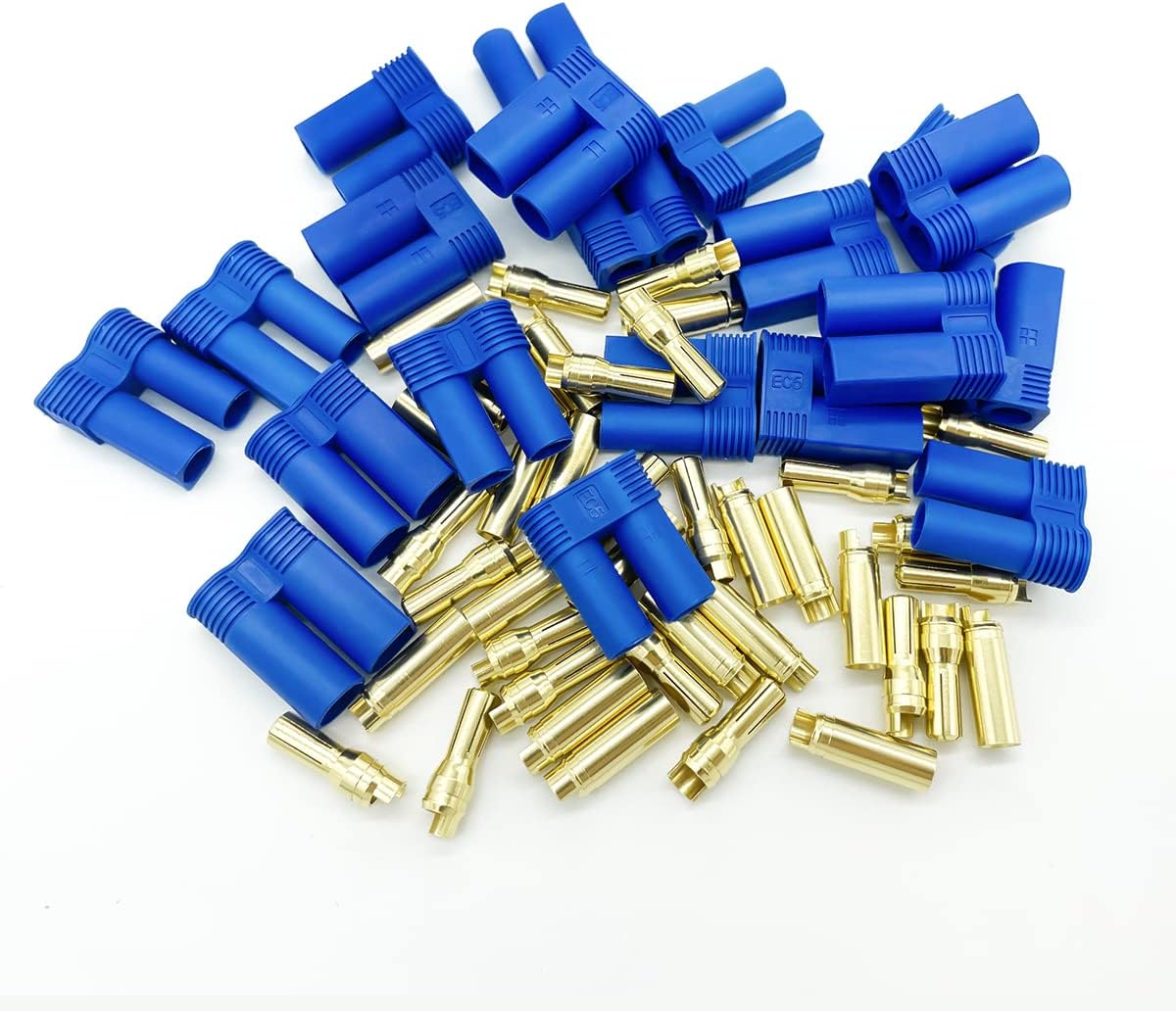 10 Pairs EC5 Banana Plug Connectors Female Male 5.0mm Gold Bullet Connector for RC ESC LIPO Battery Device Electric Motor (EC5)