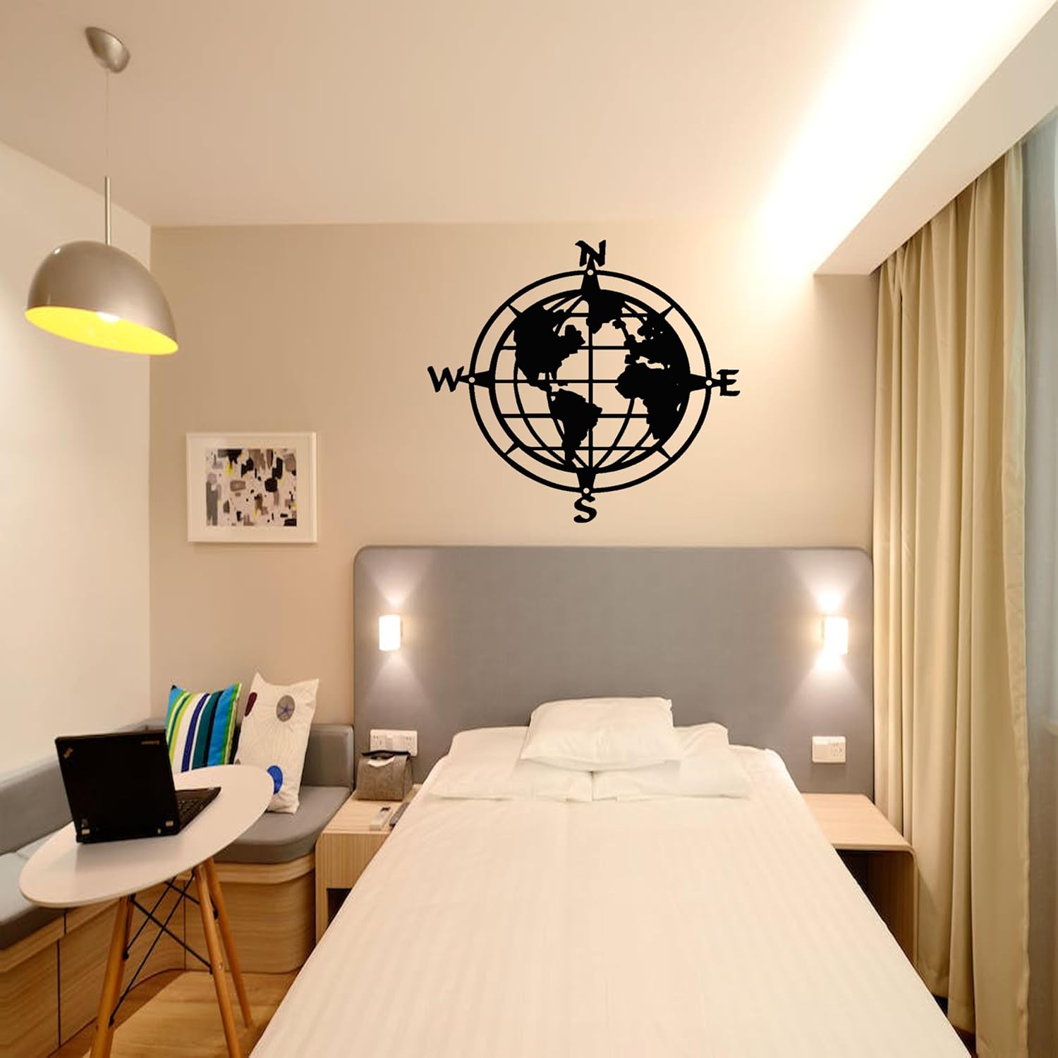 Earth compass Name Plaque Outdoor Metal Wall Art Personalized Gift for Wedding/Housewarming