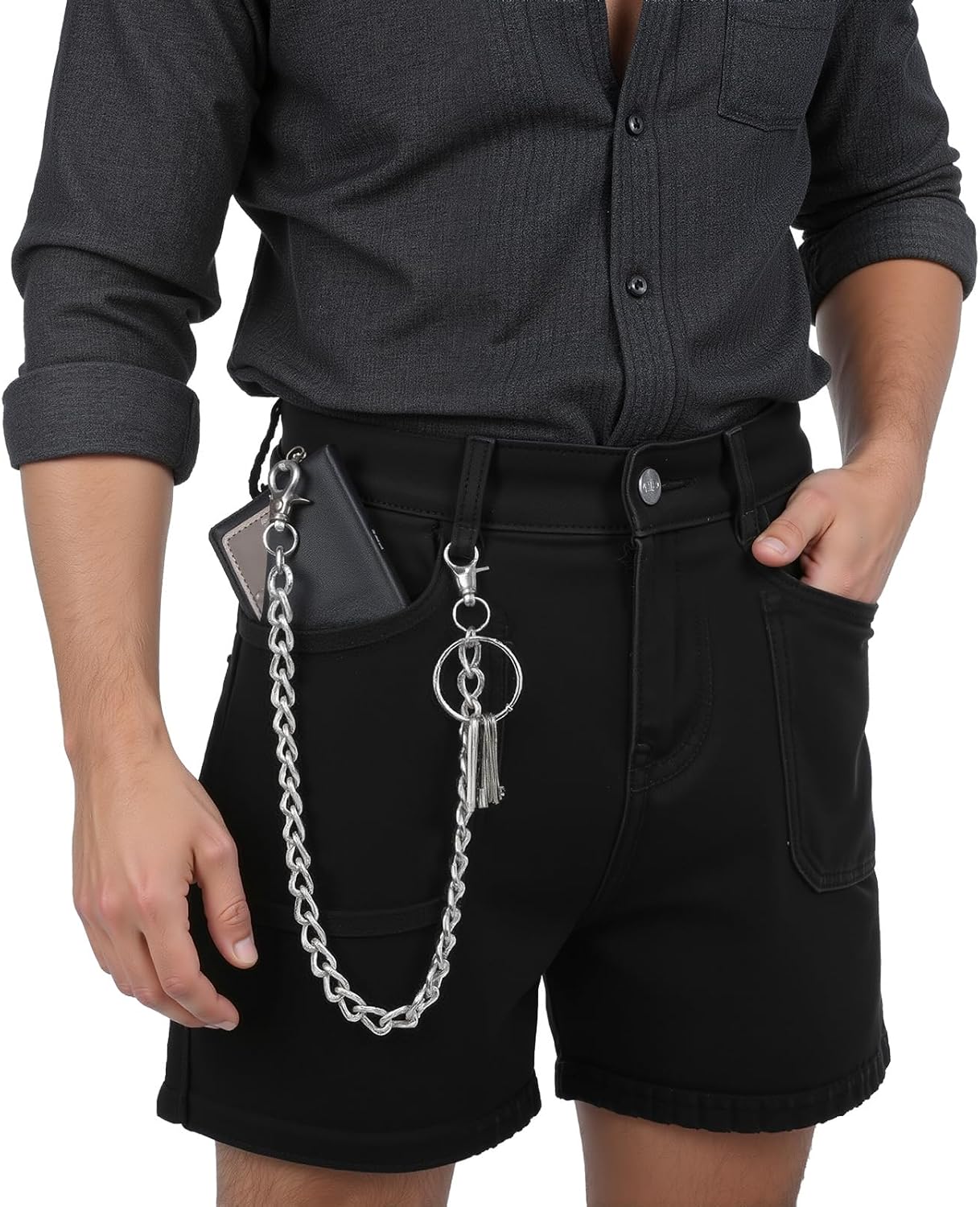 Sibba Wallet Chain Pants Chain Hip Hop Punk Waist Chains Goth Alloy Silver Belt Key Chains Goth Accessories for Women Men Gift - Image 4