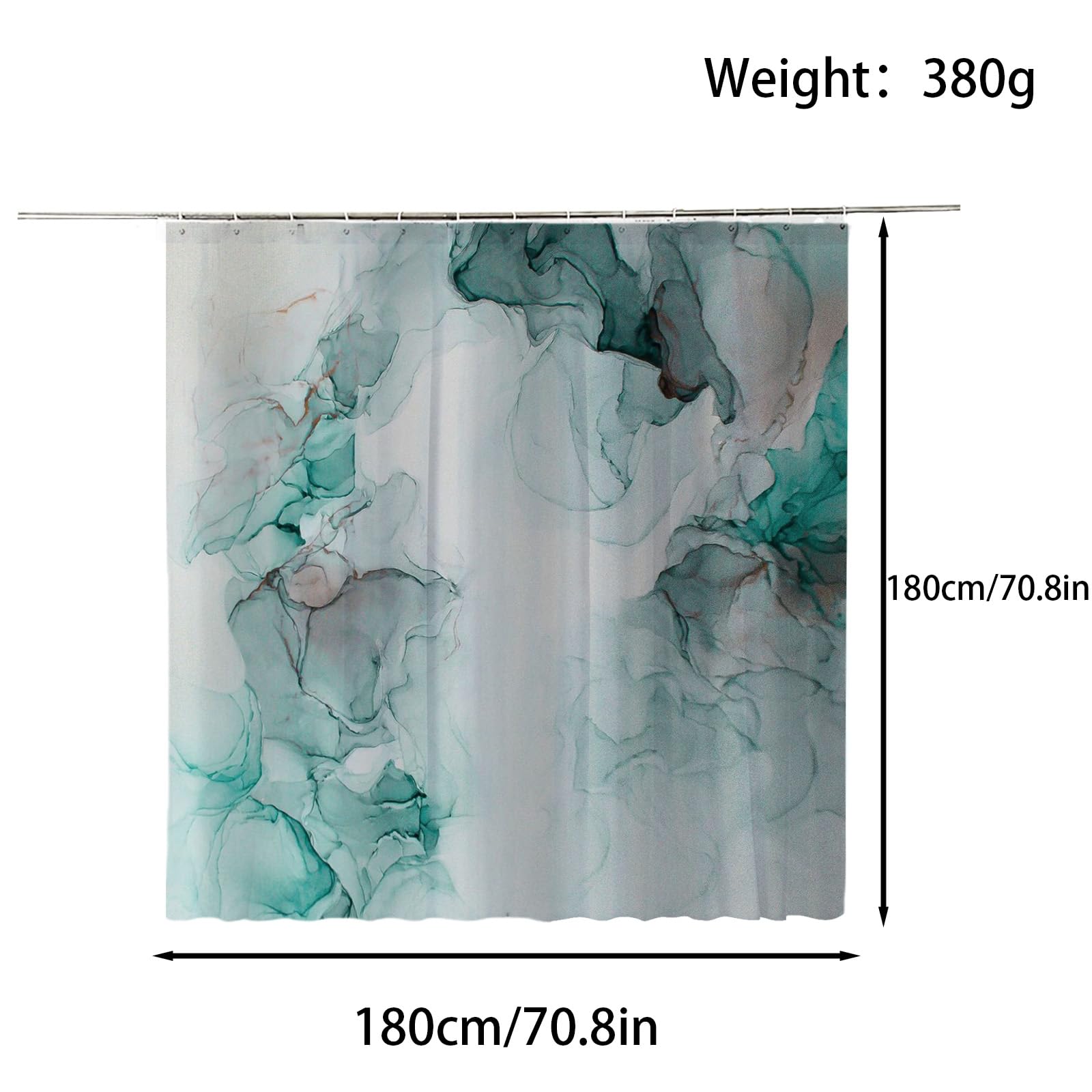 FAIRYGATE Extra Long Shower Curtain With Hooks Shower Curtains Liner Waterproof Mildew-Free Bathroom Curtain B9018 - Image 2