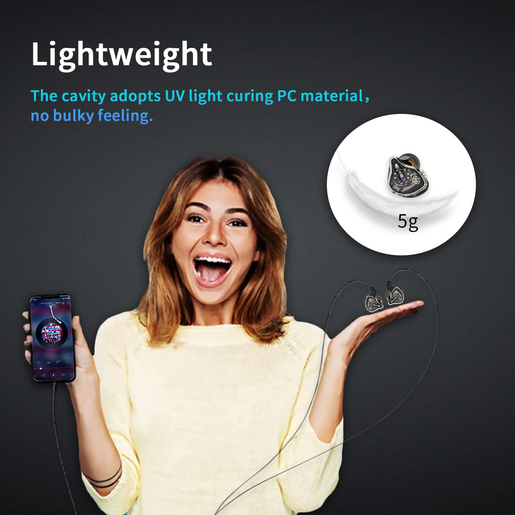 Yinyoo Wired Earbuds CCZ Warrior 3BA + 1DD Hybrid HiFi in Ear Cuffie, HD Calling Cuffie leggere con riduzione del rumore (blu, con microfono)