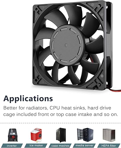 Miniatura 6 de GDSTIME Ventilador de caja de 4.724 in, ventilador de presión de aire de aumento, ventilador de enfriamiento sin escobillas de 4.724 in x 0.984 in,