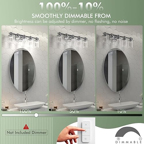 Miniatura 39 de Quntis Lámparas de baño negras de 4 luces con 5 modos de color, lámpara de tocador moderna regulable de 27 pulgadas sobre espejo, lámpara de pared