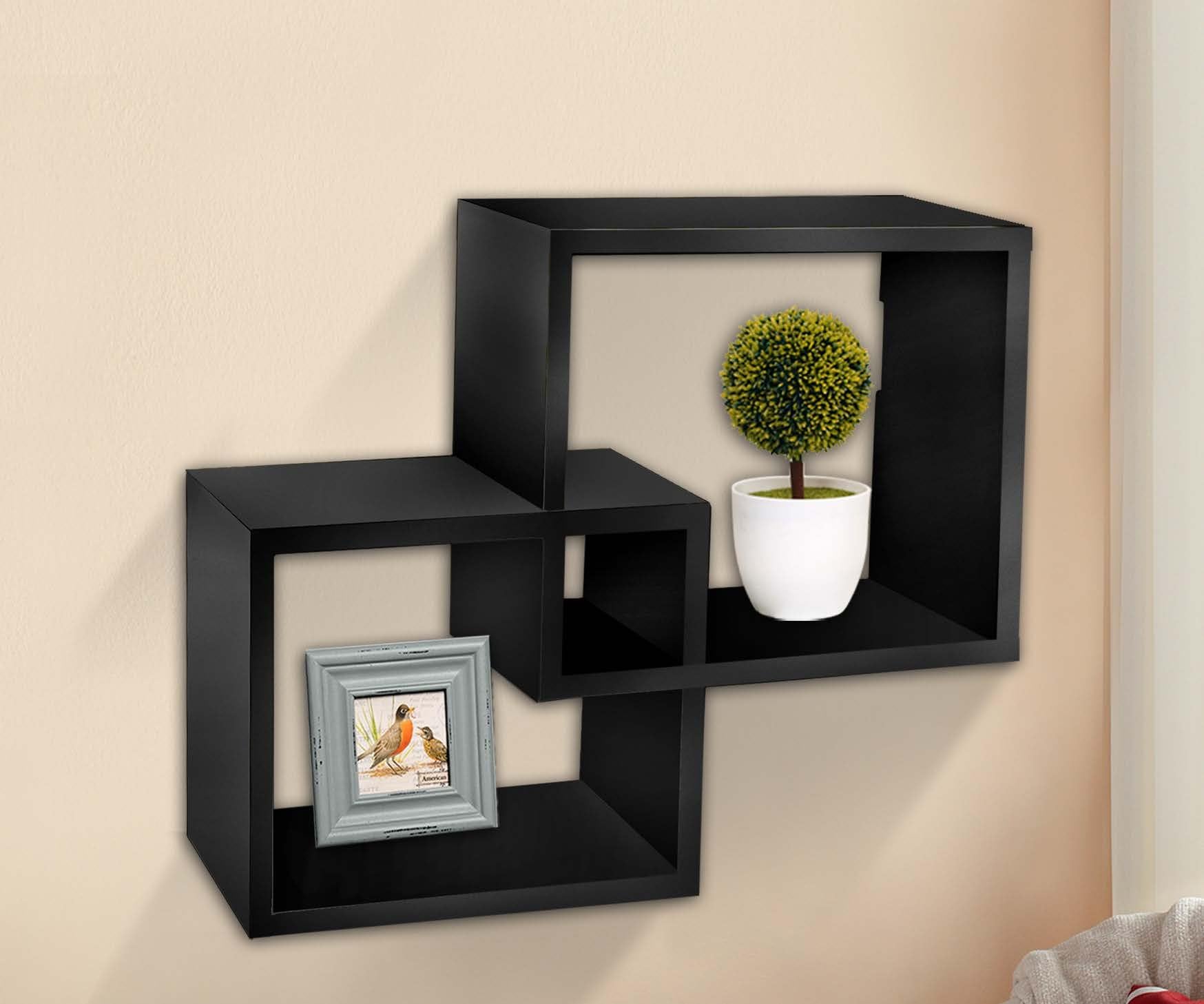 R home Decor Intersecting Squares Decorative Wall Shelf