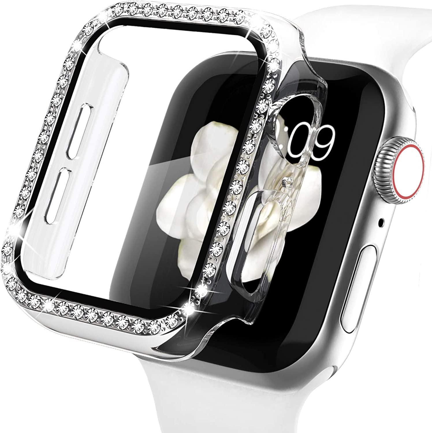 FOLX FAB26 Apple Diamond Watch Case with Glass Screen Protector Compatible with Apple iWatch Series 7/6/5/4/3/2/1/SE, Bling Crystal Diamond Rhinestone for Women Girls iWatch (42MM, Transparent) (B0BZK27K6K) Amazon Price History, Amazon Price Tracker