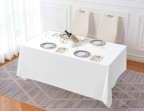 Miniatura 6 de Surmente Mantel rectangular de poliéster de 90 x 132 pulgadas para bodas, banquetes o restaurantes (negro, paquete de 5)