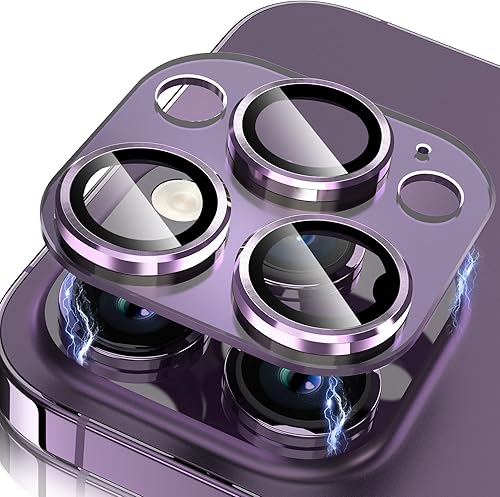 Protector de lente de cámara para iPhone 14 Pro y iPhone 14 Pro Max, anillo de metal 3D, protector de cámara de vidrio templado HD con panel pulido