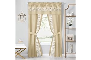 Achim Paige 5-Piece Window Curtain Set: Embroidered Elegance with Attached Valance