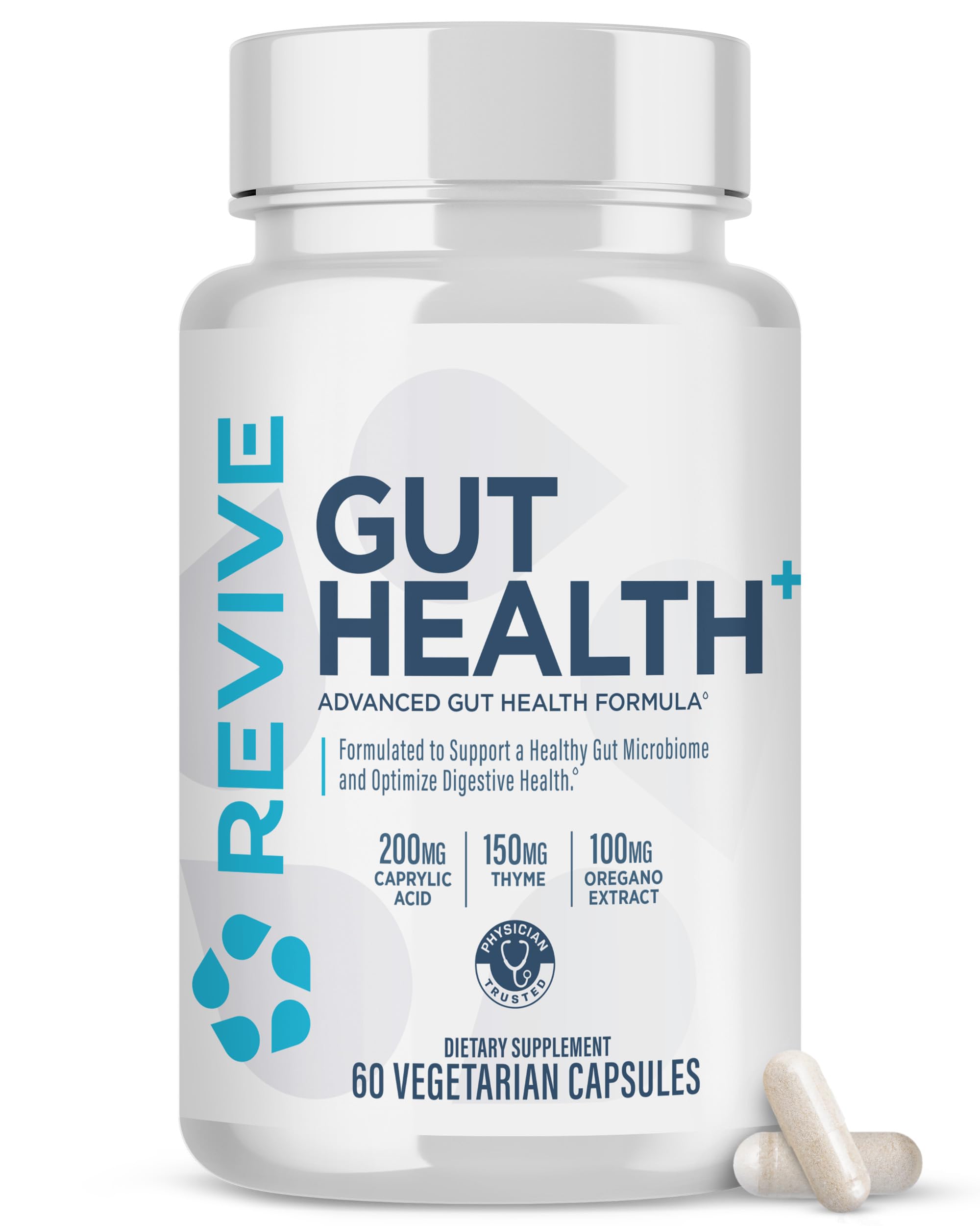Revive Gut Health+ | Advanced Daily GI Support Formula | Optimal Digestive Wellness & Nutrient Absorption | Prebiotics, Probiotics, Digestive Enzymes Blend | Vegan, Gluten-Free | 60 Capsules