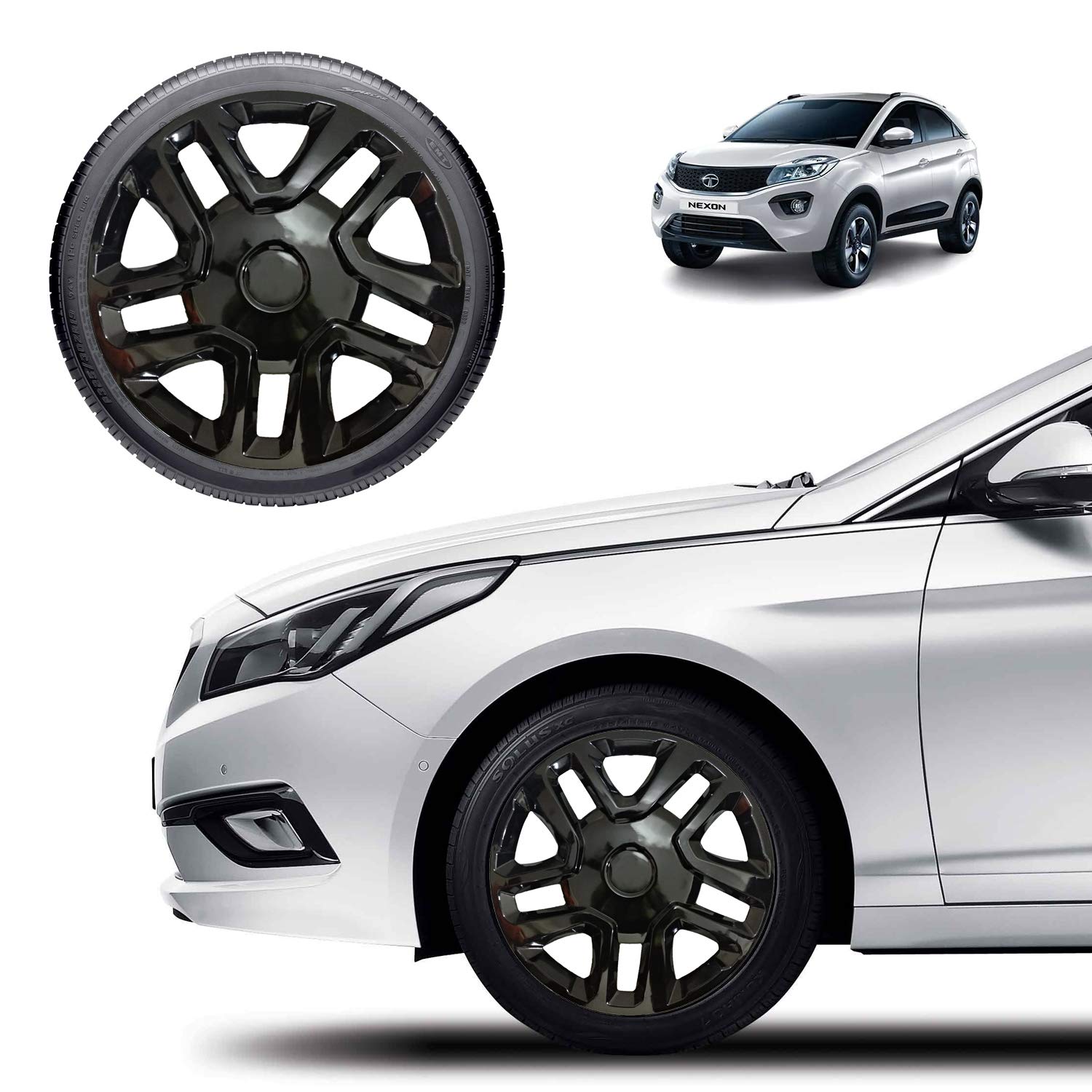 Oshotto NSKU18425 Push Type 16 inch Wheel Cover Caps Compatible with