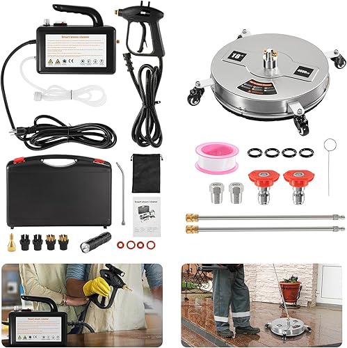 Dyna-Living Limpiador de superficie de lavadora eléctrica de 18 pulgadas y 4000 PSI y limpiador de vapor portátil de 1700 W, limpiador de vapor de