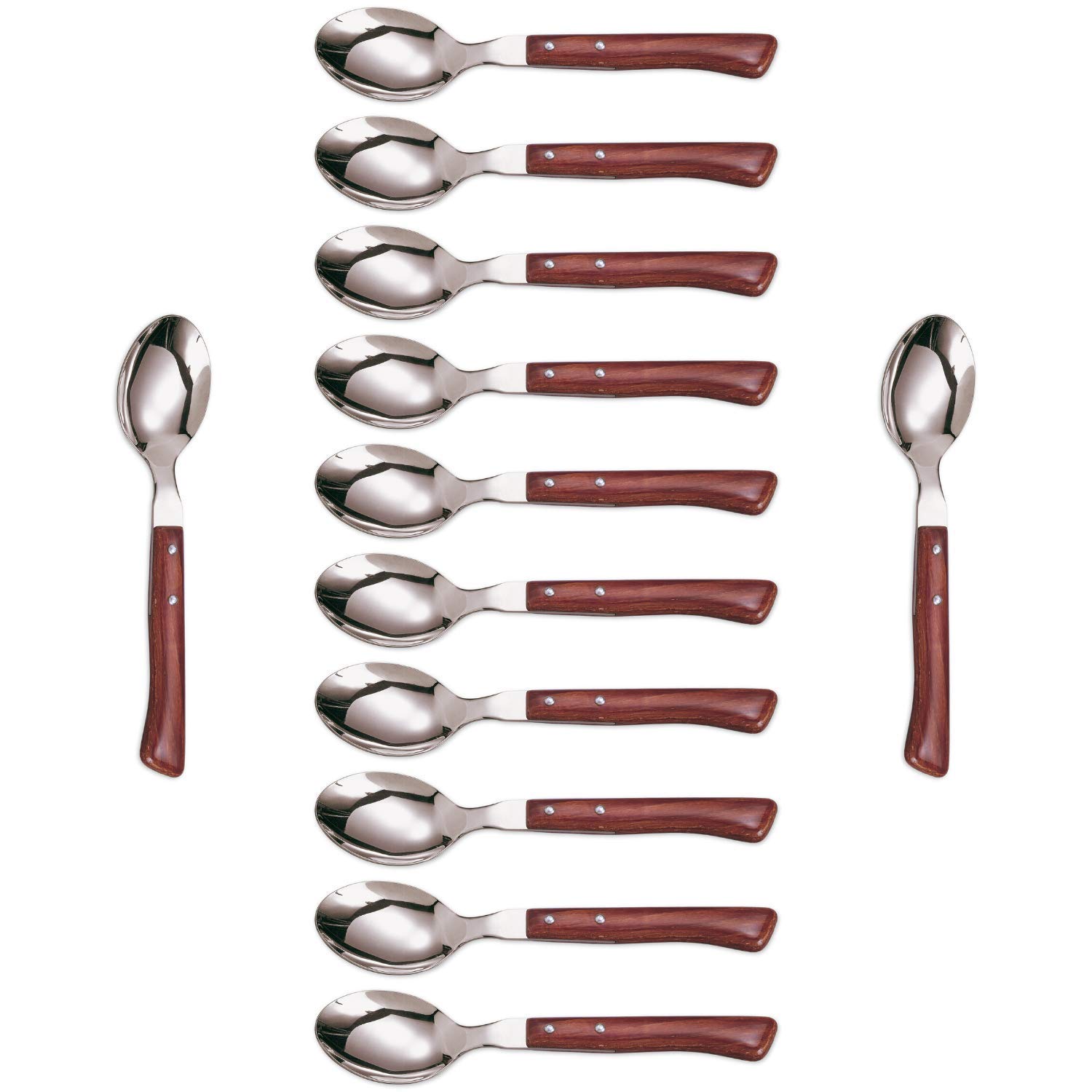 Arcos Serie Cuchillos de Mesa Caja 12 uds Cuchara Mesa, Cuchara de Acero Inoxidable 18/10 de 205 mm, Mango Madera Comprimida Color marrón (12 UDS)