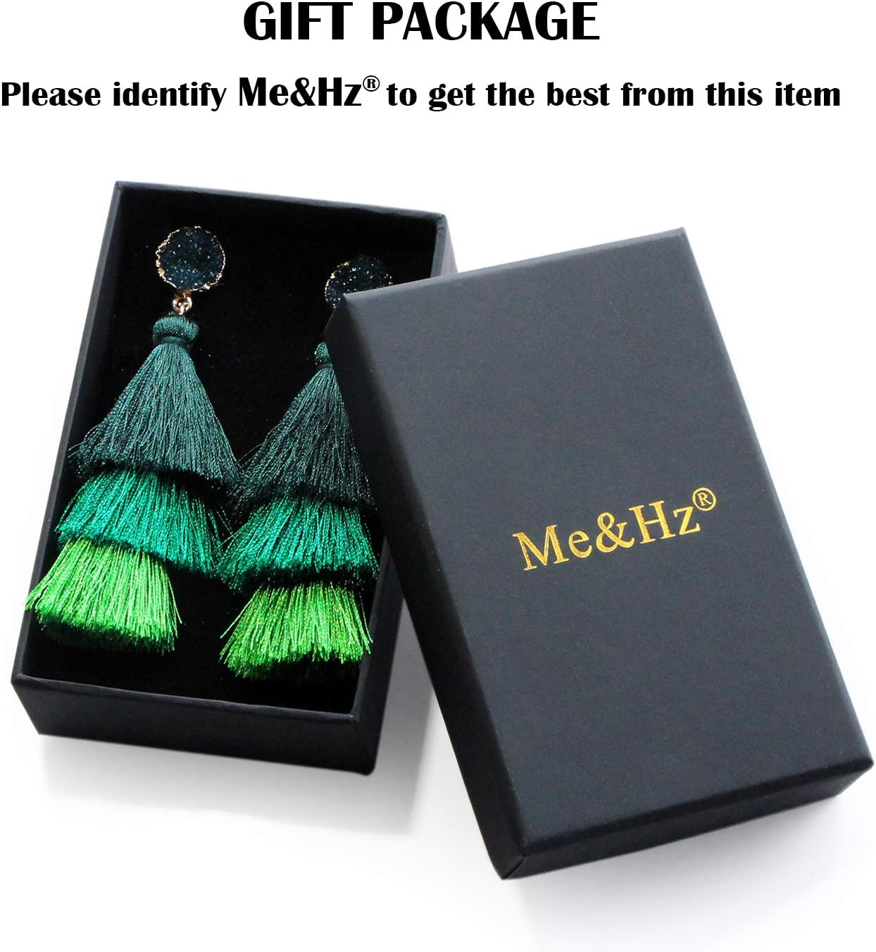 Me&Hz Colorful Layered Tassel Earrings Bohemian Statement Tiered Tassel Big Dangle Drop Earrings for Women Druzy Studs Valentine’s Day Gift image 5