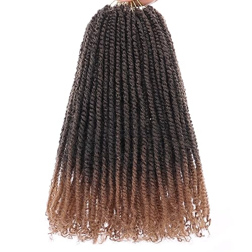 Miniatura 10 de COOKOO 9 paquetes de extensiones de cabello sintético de ganchillo pretrenzado de 6 pulgadas, trenzas mini de pasión preenlazadas, trenzas 1b#
