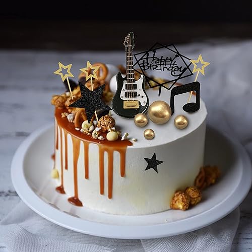 Miniatura 6 de 24 adornos para tartas de guitarra, nota musical, decoración de pastel de cumpleaños 1:12, decoración de modelo de guitarra para fiesta de músico,