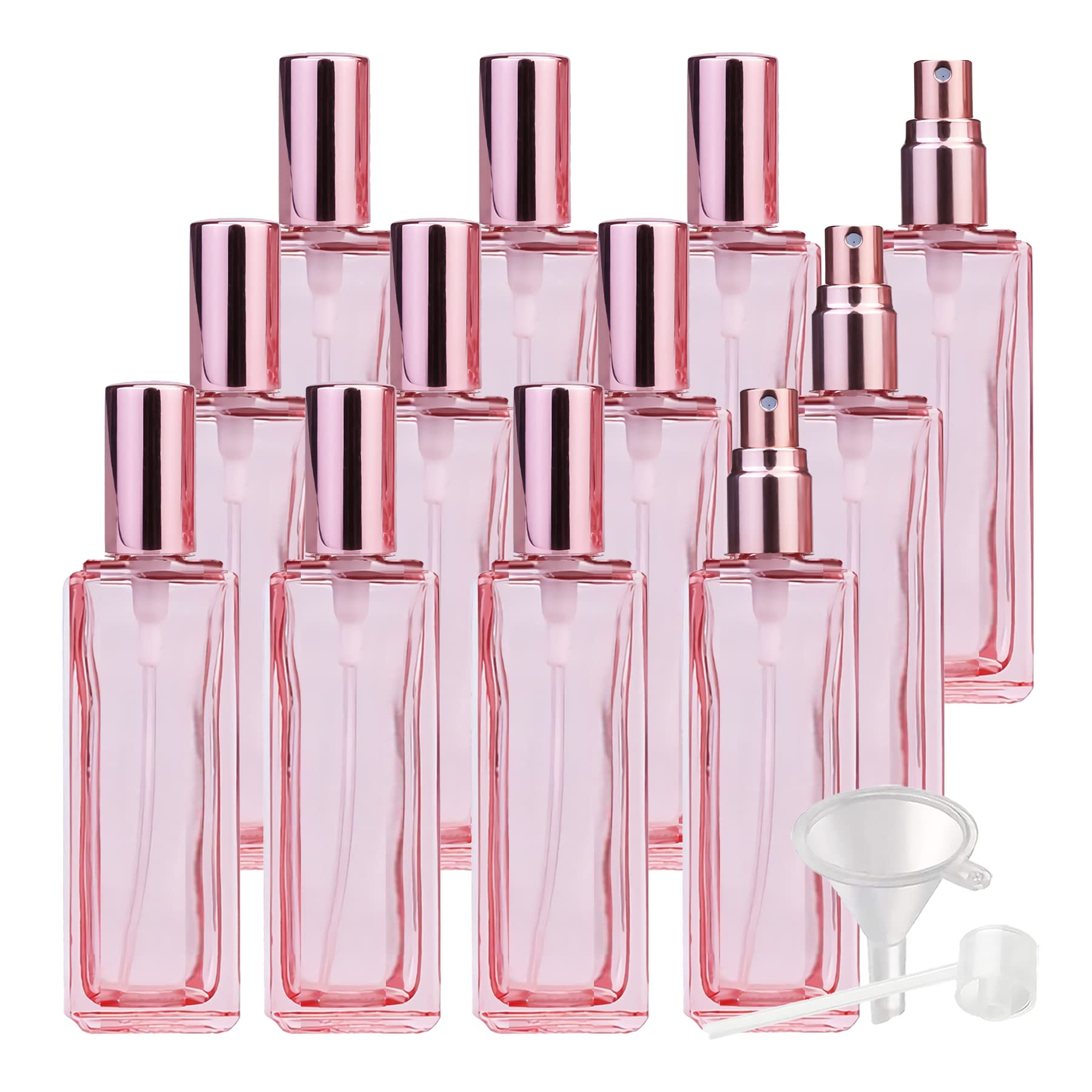 12 Pezzi 30ml Vuoto Bottiglie Atomizzatore Vetro Rosa di Profumo con Tappi Rosa, Flacone Spray per Nebbia Riutilizzabile Portatile, Bottiglia di Profumo, Cosmetica, Viaggio