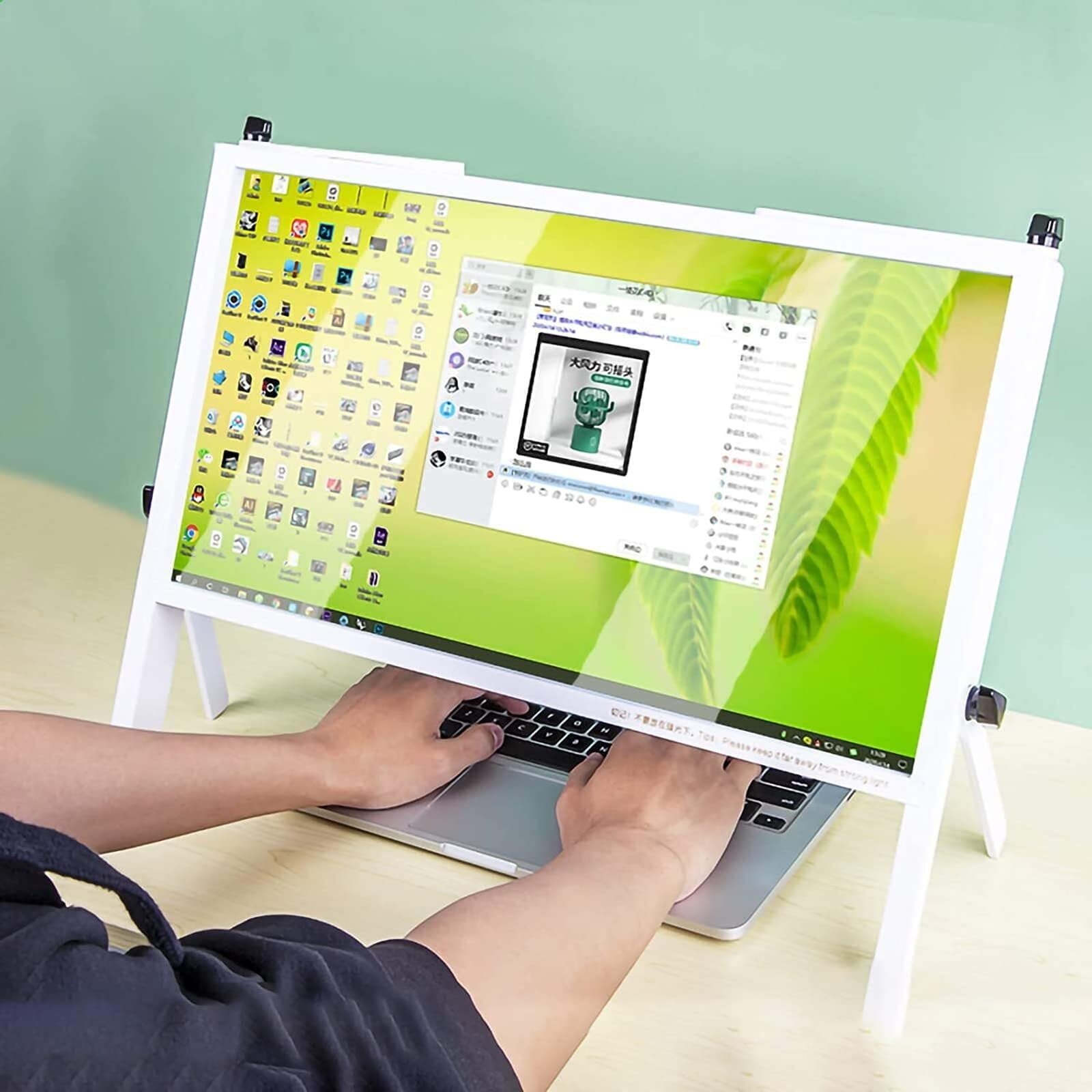 Laptop-Bildschirmlupe, faltbarer Ständer, Laptop-Bildschirmlupe für Sehbehinderte, geeignet für Handys und Laptops, Weiß