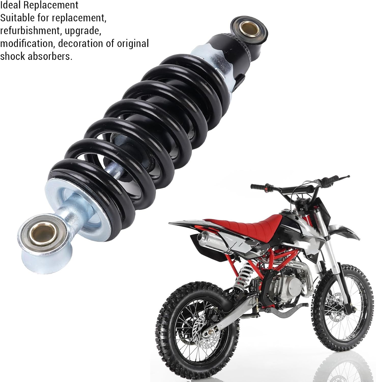 Rear Shock Suspension Spring, Shock Absorber 200mm Hole Distance 10mm Hole Dia Adjustable Damping for 50ml 70ml 90ml Quad ATV Go Kart Electric Scooter