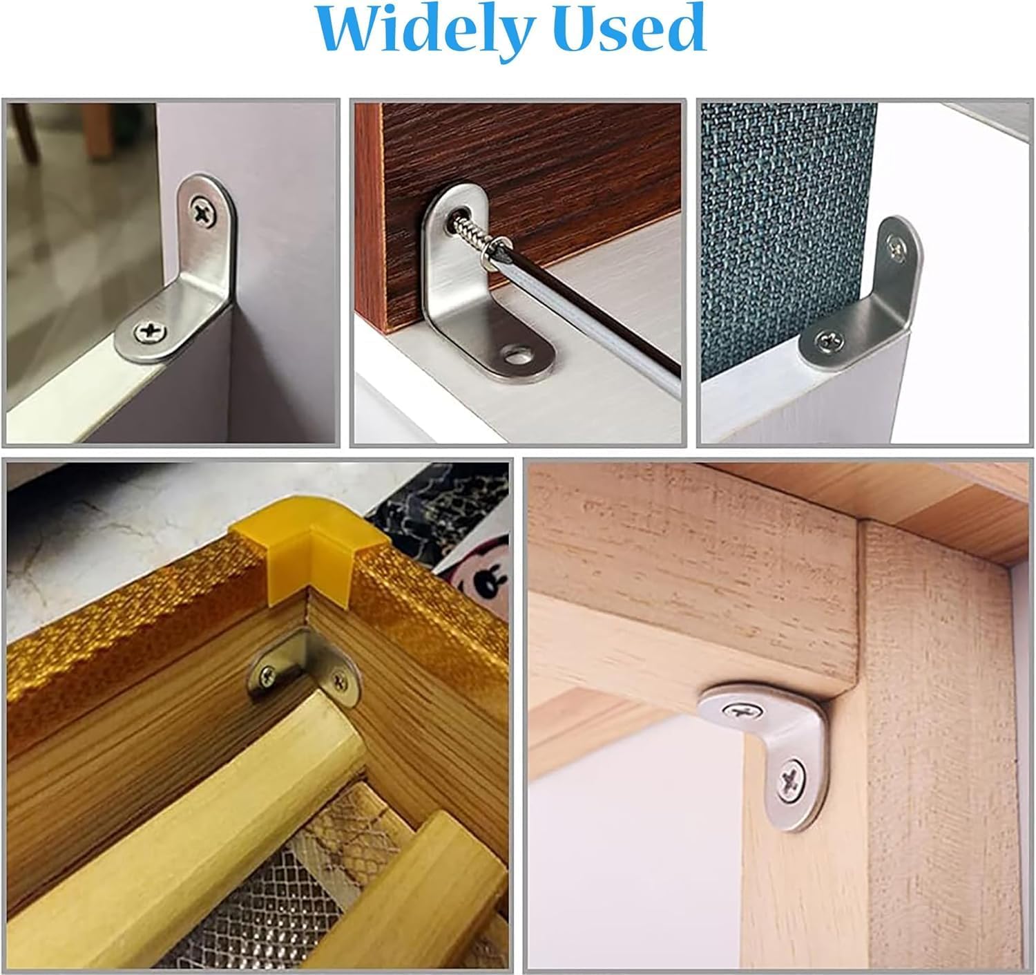 6Pcs L Brackets Stainless Steel 90 Degree Shaped Angle Corner Bracket with Stainless Screws for Fixing Furniture Tables Chairs Door Window Bookshelves (Two Holes, 2x2cm)