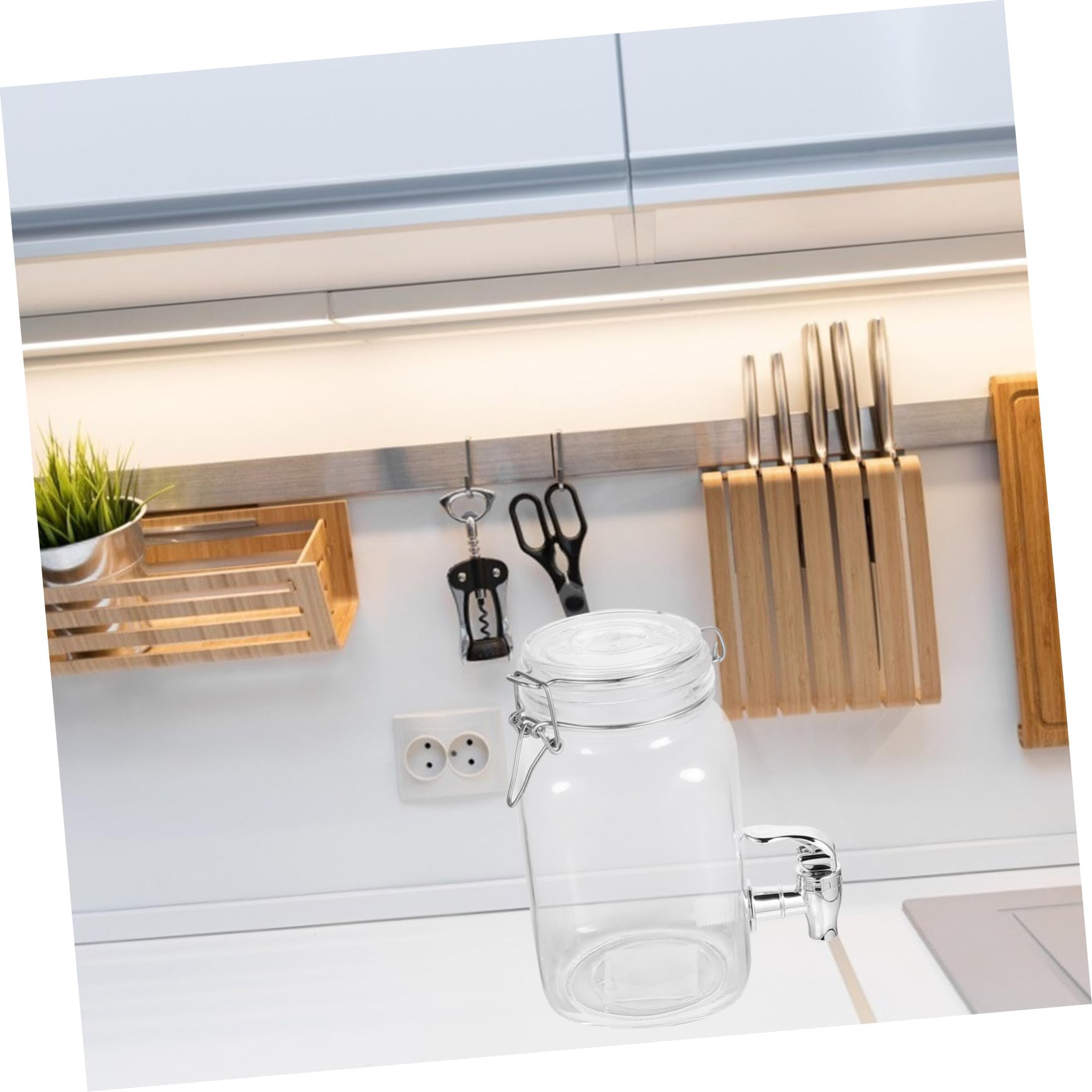 ABOOFAN Dispenser Vetro con Rubinetto da 1,5l per Cucina con Design a Rubinetto e Chiusura Ermetica in Vetro e Abs per Conservare e Servire Bevande