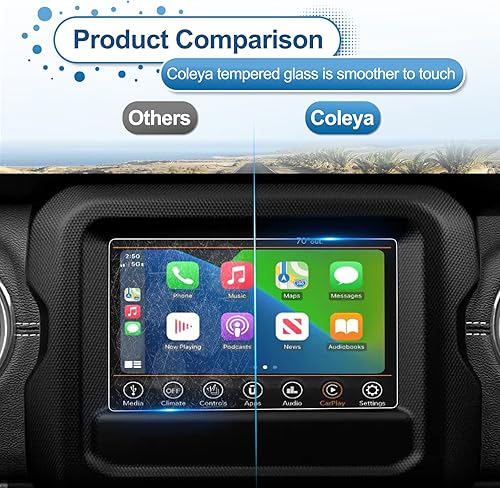 Miniatura 6 de Coleya Protector de pantalla Wrangler 2018-2022 2023 para Jeep Wrangler de 7 pulgadas, vidrio templado J eep Wrangler JL 2023 2022 2023 J eep