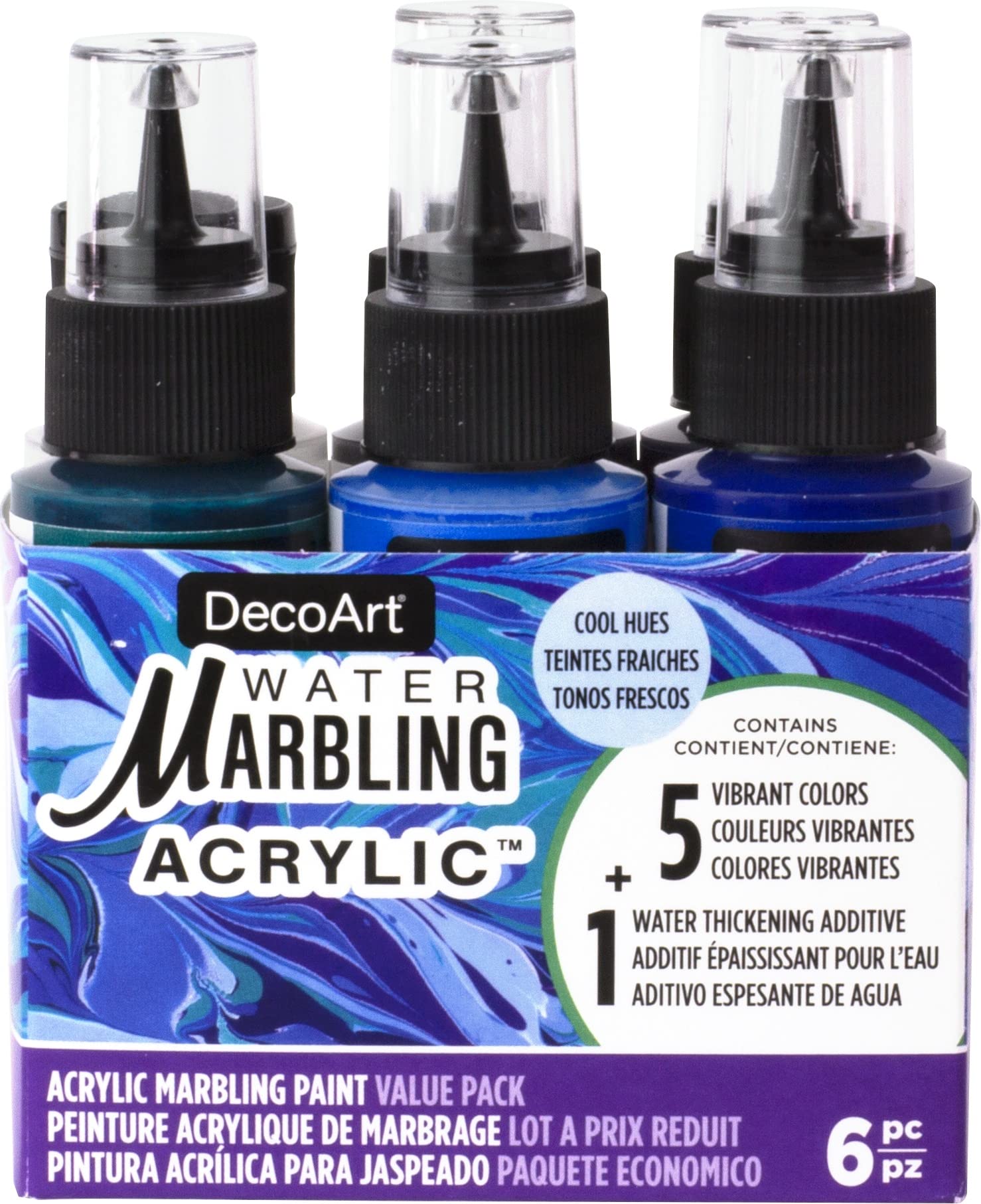 Decoart Cool Hues Water Marbling Value Pack 2Oz 6/Pkg