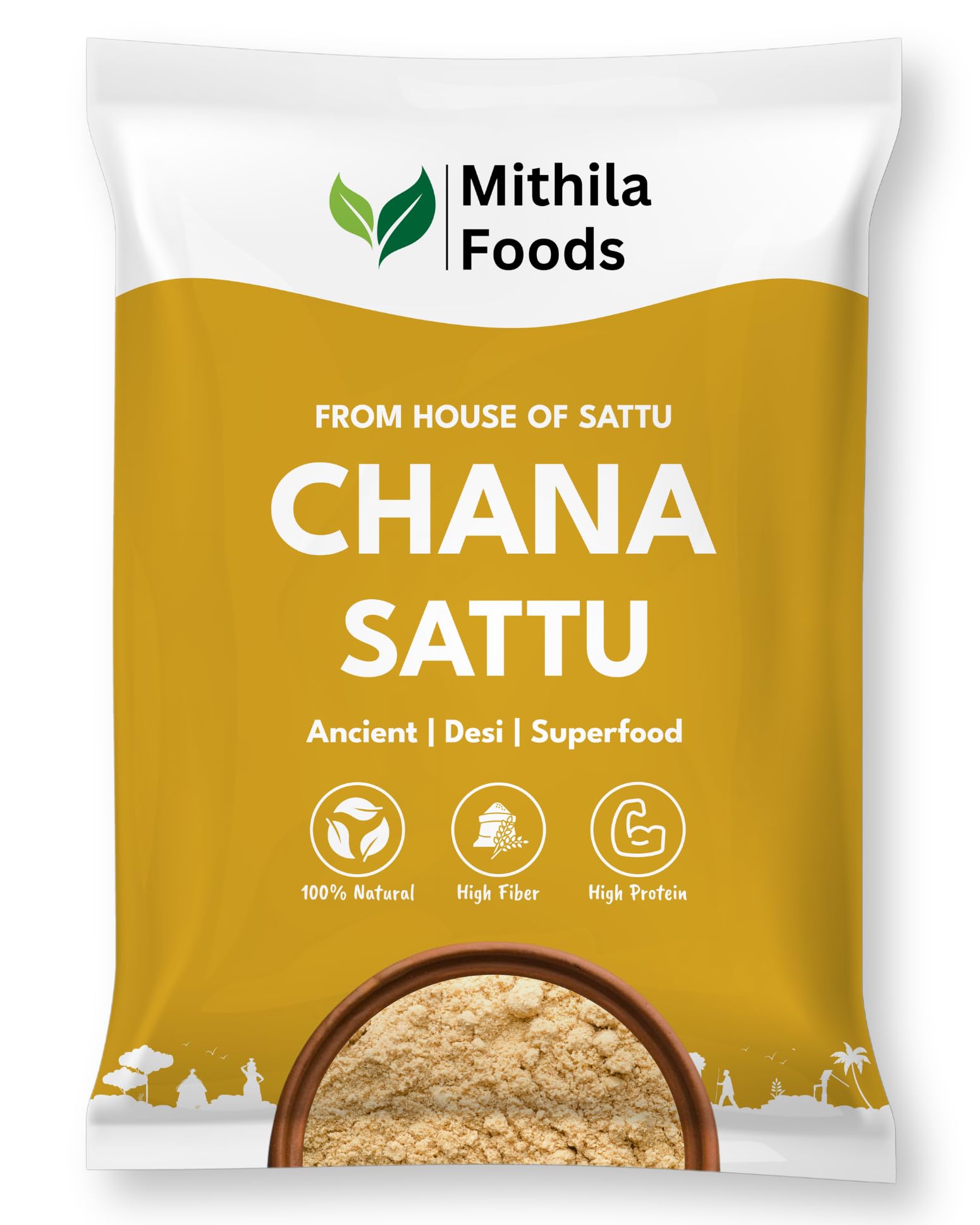 MITHILA FOODS 1 kg Authentic Bihari Chana Sattu | High Protein, Fiber, Superfood | 100% Fresh Natural Roasted Gram Channa Flour | Hydrating, Instant Energy Booster | Traditional Flavor From Bihar