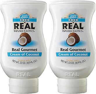 RE'AL Syrups Cream of Coconut Syrup, Great for Cocktails, Cooking, Baking and Desserts, 500ml (Pack of 2)