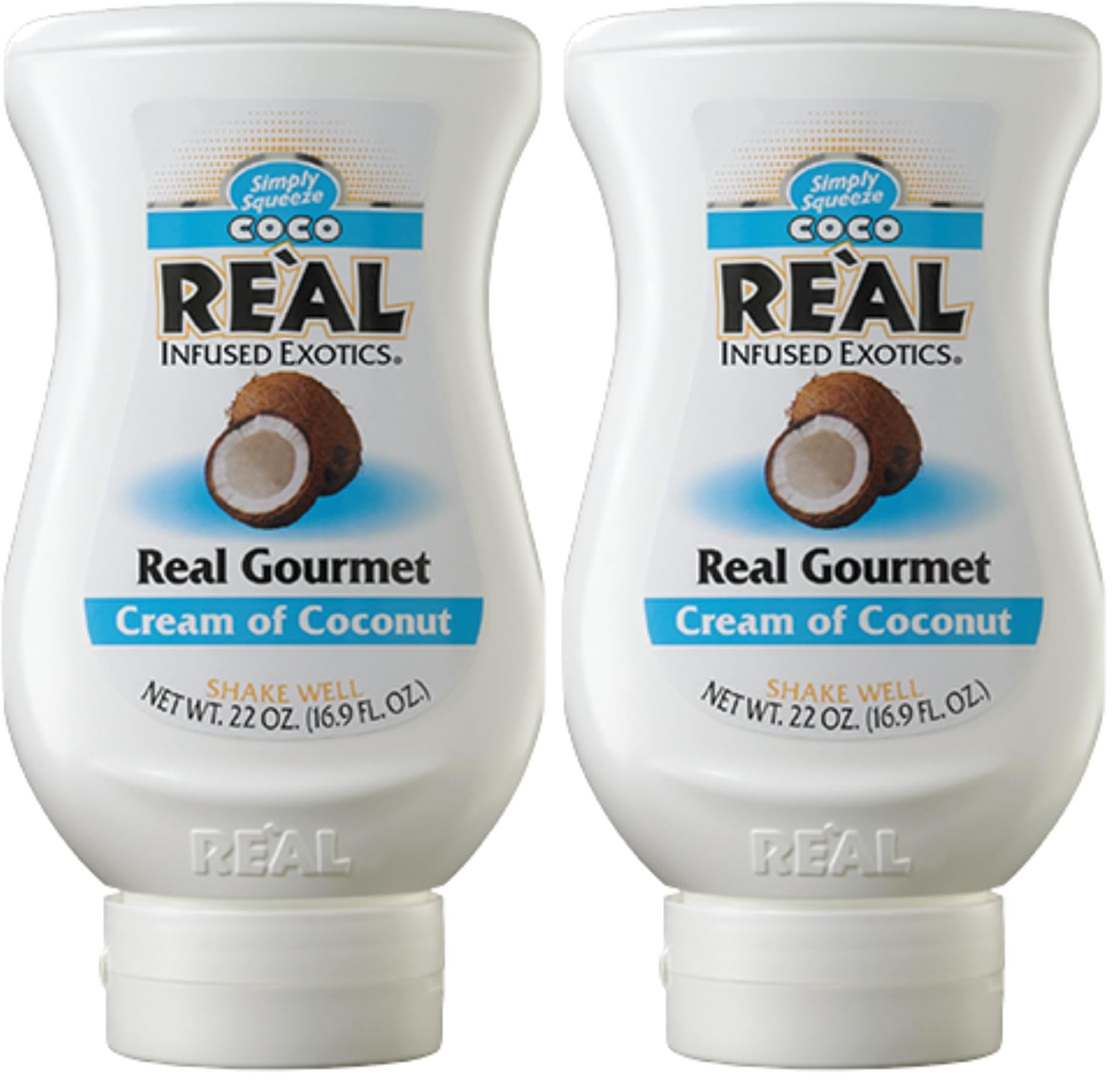 RE'AL Syrups Cream of Coconut Syrup, Great for Cocktails, Cooking, Baking and Desserts, 500ml (Pack of 2)