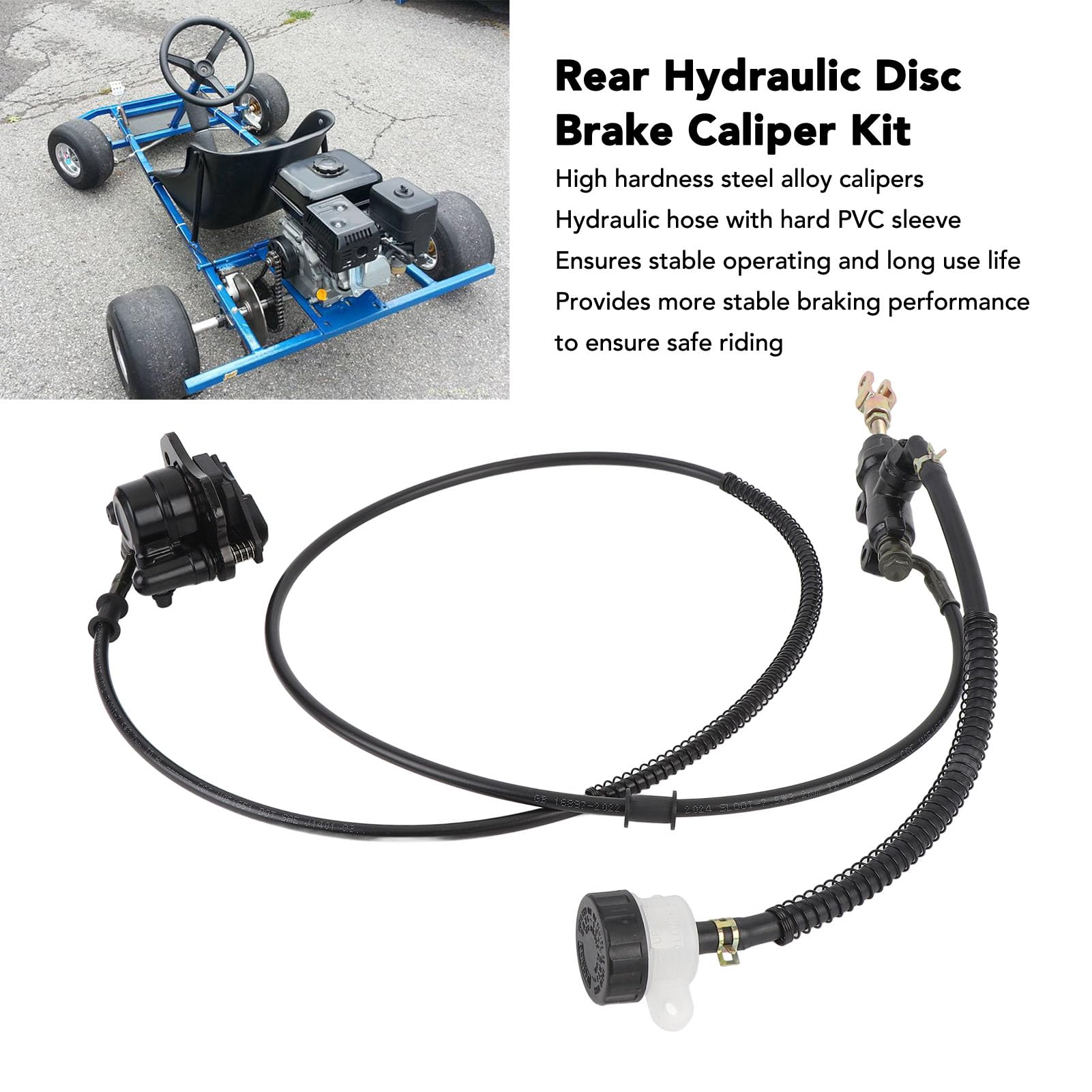 Generic Set di utensili per pinze freno a disco in lega di acciaio posteriore idraulico a disco con tubo da 1,5 m montaggio 64 mm 3 parti chiave per bici da kart ATV Quad Go