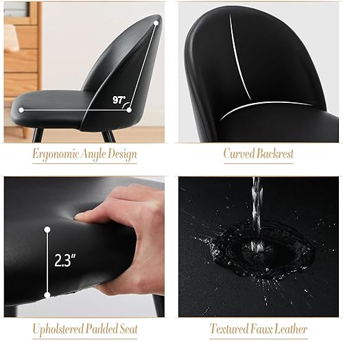 Miniatura 5 de TUKAILAI Juego de 4 sillas de comedor de piel sintética, silla auxiliar moderna, asiento tapizado de poliuretano y respaldo con patas de metal para