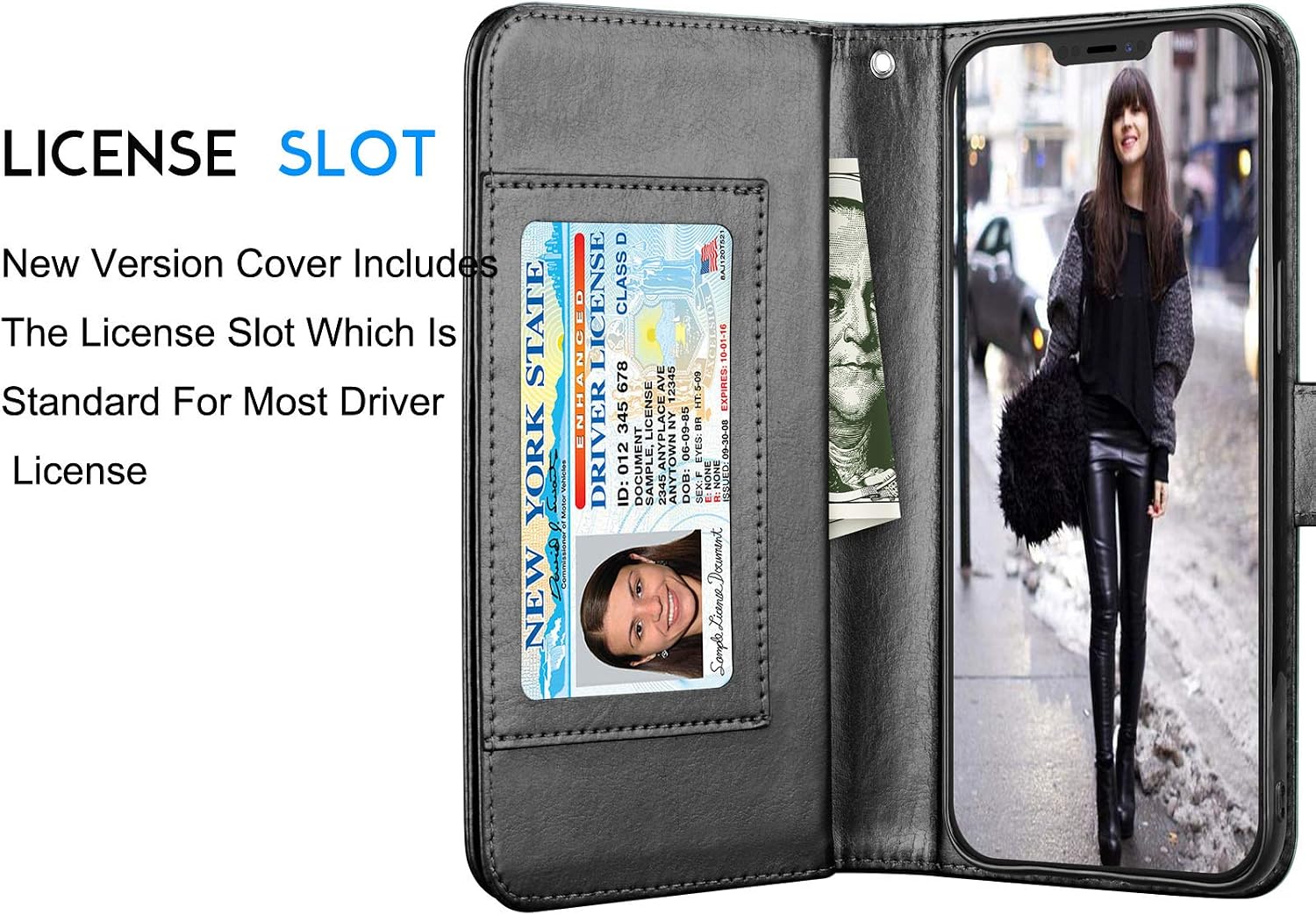 Tekcoo Wallet Case For iPhone 12 Mini / iPhone12 Mini (5.4 inch) 2020 Luxury ID Cash Credit Card Slots Holder Carrying Pouch Folio Flip PU Leather Cover [Detachable Magnetic Hard Case] Lanyard - Black