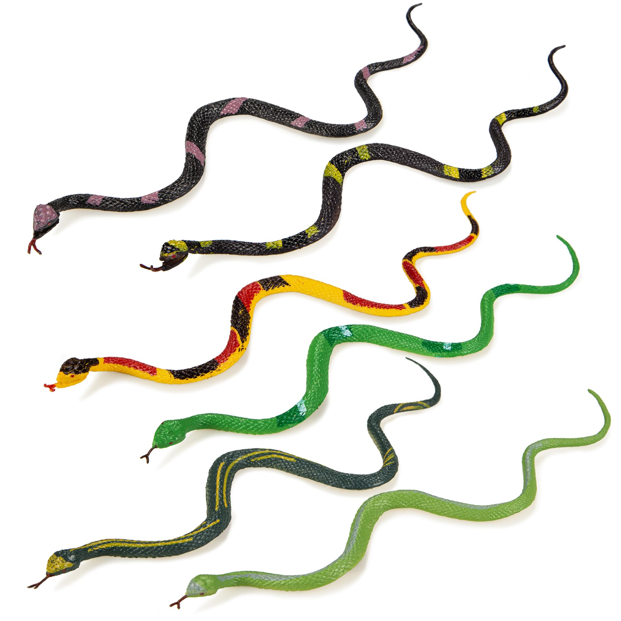 Rubber Snake 9.5" Fake Snake Toy 12 Pcs Realistic Snake Gag Gift Practical Joke Props Halloween Decor April Fool's Day Party Supplies