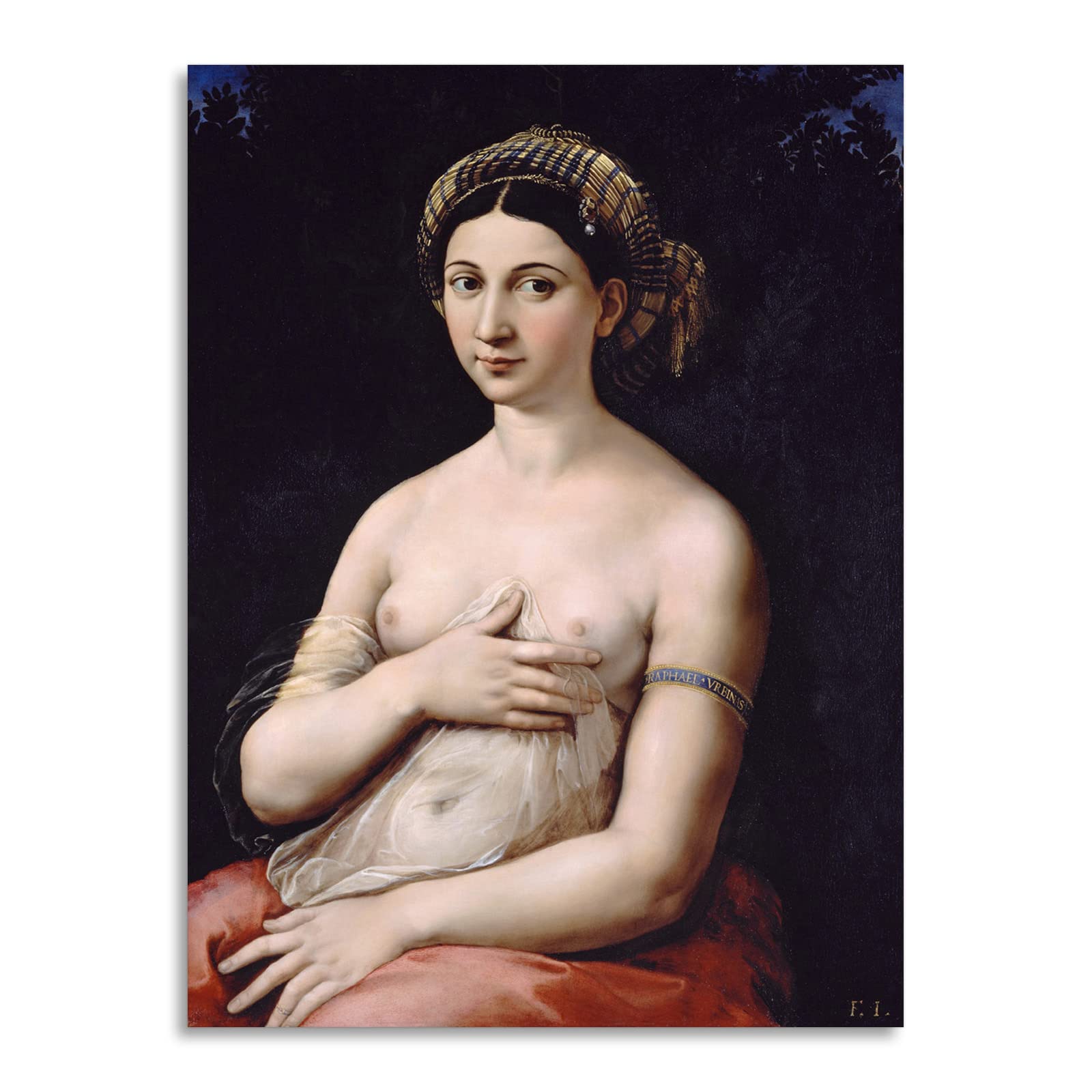 LuxHomeDecor Raffaello Sanzio - La Fornarina Quadro Stampa su Tela con Telaio in Legno misura 100x75 cm
