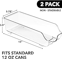 Vista 2 de Organizador y dispensador de latas de soda Simple Houseware para refrigerador / despensa, transparente, juego de 2