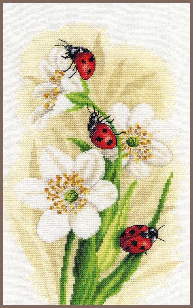 Kit de broderie Lanarte Défilé de Coccinelles, tableau complet d'art créatif haut de gamme
