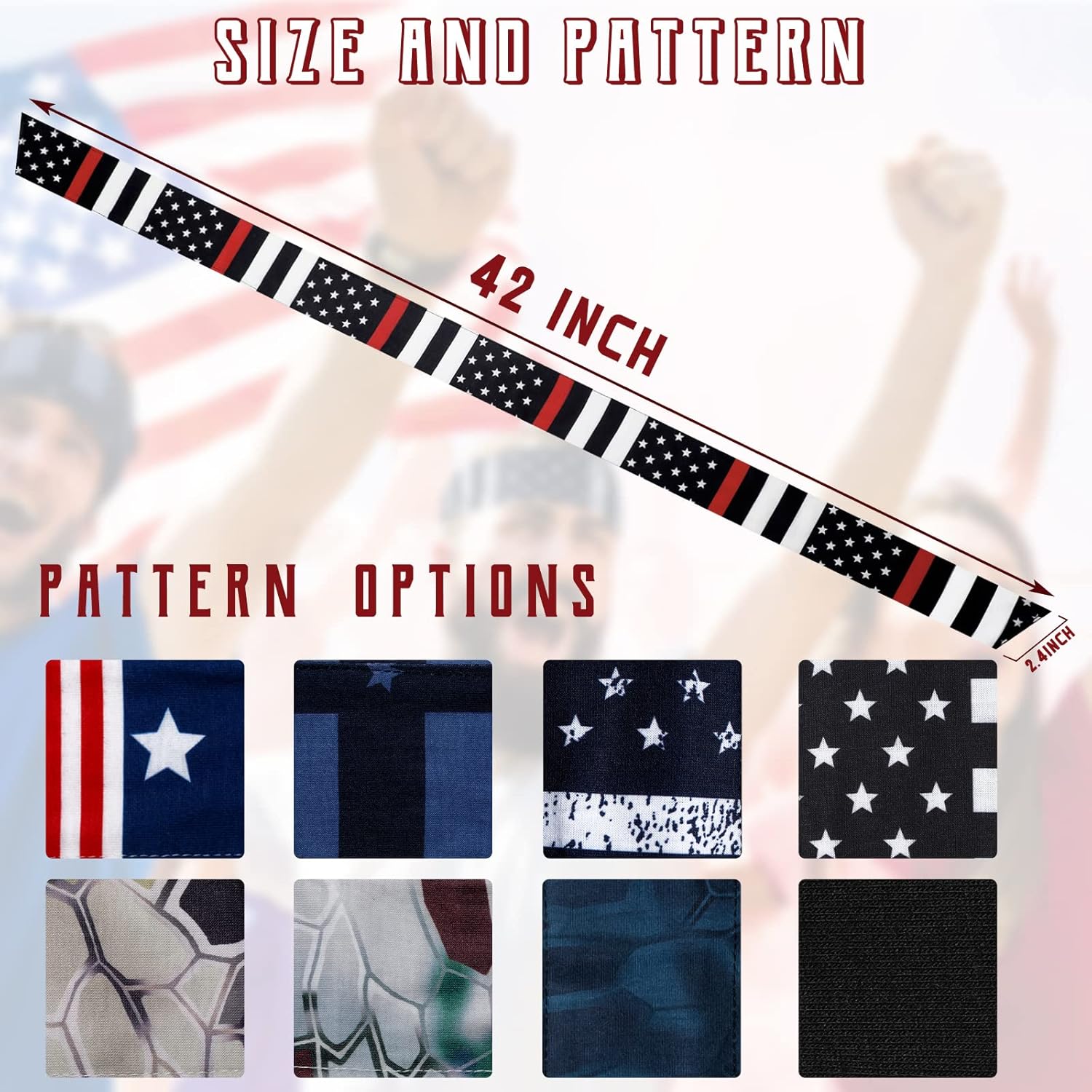 8 Pcs American Flag Bandana Headbands USA Head Tie Ninja Karate Sweatbands Adjustable Hair Wrap Bands for Men Kids Boys Workout Sports Tennis Basketball Running, Patriotic Labor Accessories - Image 3