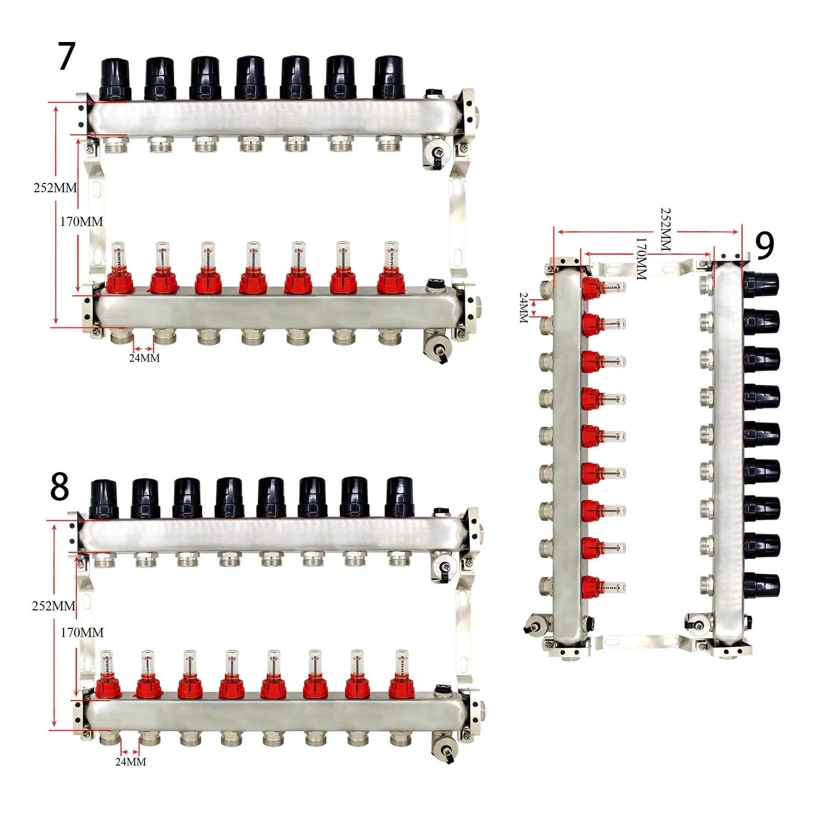 Collettore di riscaldamento a pavimento con flussometro for collettore del | 10 ports