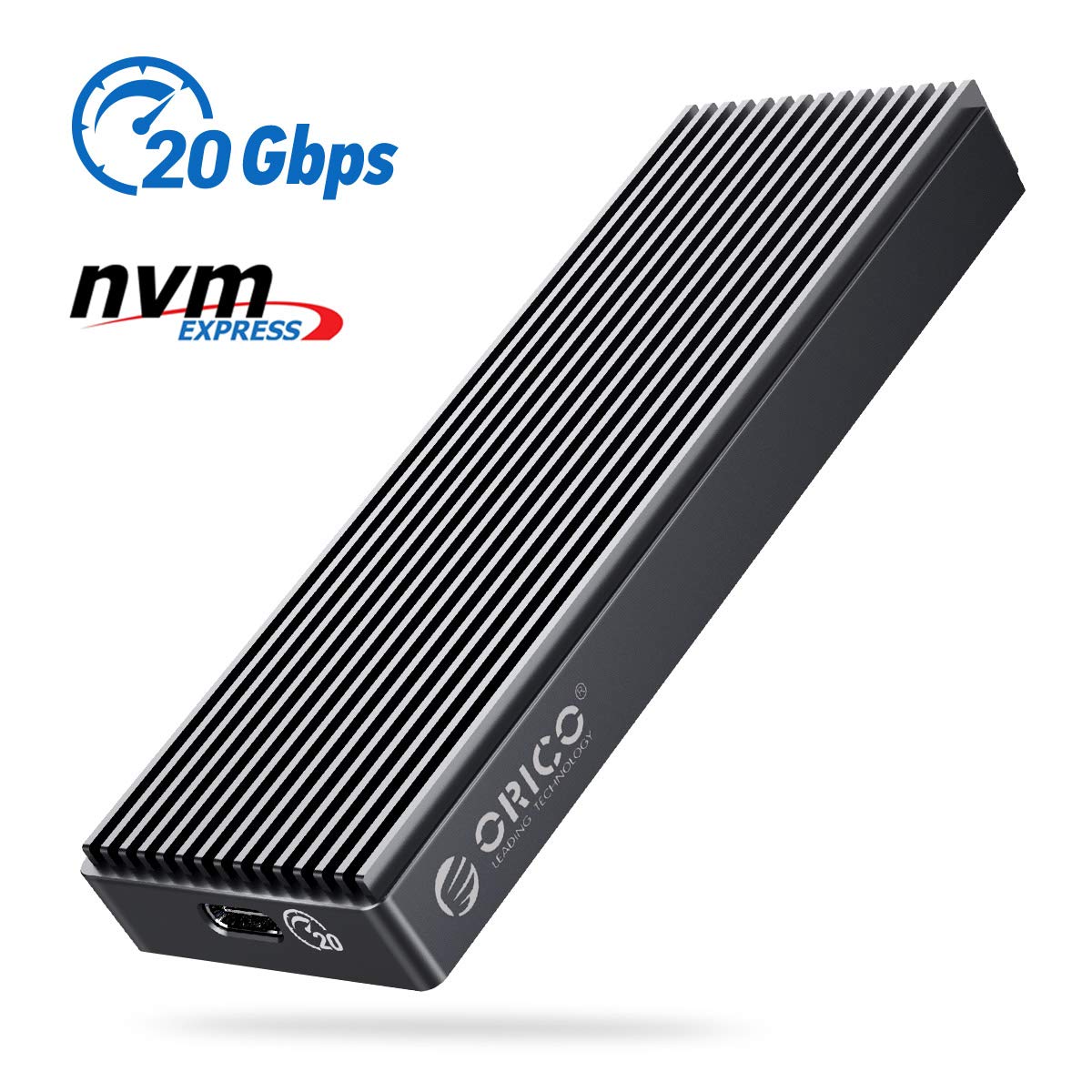 Adaptador de carcasa SSD M.2 NVMe de 20 Gbps, USB3.2 Gen2 Tipo-C a NVMe PCI-E M-Key Unidad externa de aluminio para SSD tamaño 2230/2242/2260/2280, hasta 4 TB (M2PAC3-G20, gris) 7