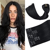 Vista 19 de Aison Extensiones de cabello con clip balayage de cabello humano real, extensiones de cabello ombre 100% de cabello humano para mujer, 12 pulgadas