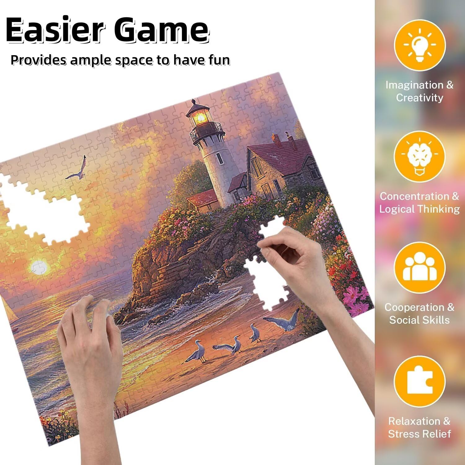 Puzzle dla dorosłych, 2000 sztuk, trudne drewniane puzzle, grafika do gier, łamigłówka do gry, dekoracja ręki, kreatywna rozrywka, nad morzem wieża obserwacyjna 70,5 x 99,5 cm fr0837