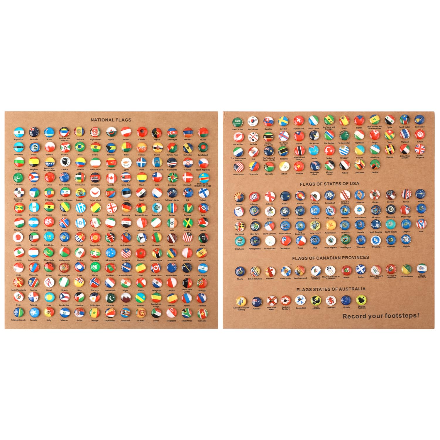 291pcs National Flag Thumb Tacks, Creative Country Flag Push Pins with Cork Board Push Pins for Map Travel Map Tacks for Bulletin Boards Soft Boards Offices Homes