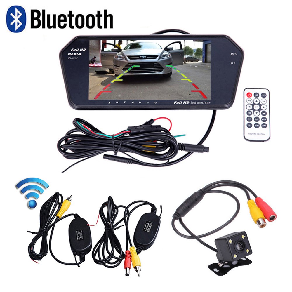 Podofo Bluetooth Wireless Car Backup Camera System 7" UltraThin HD