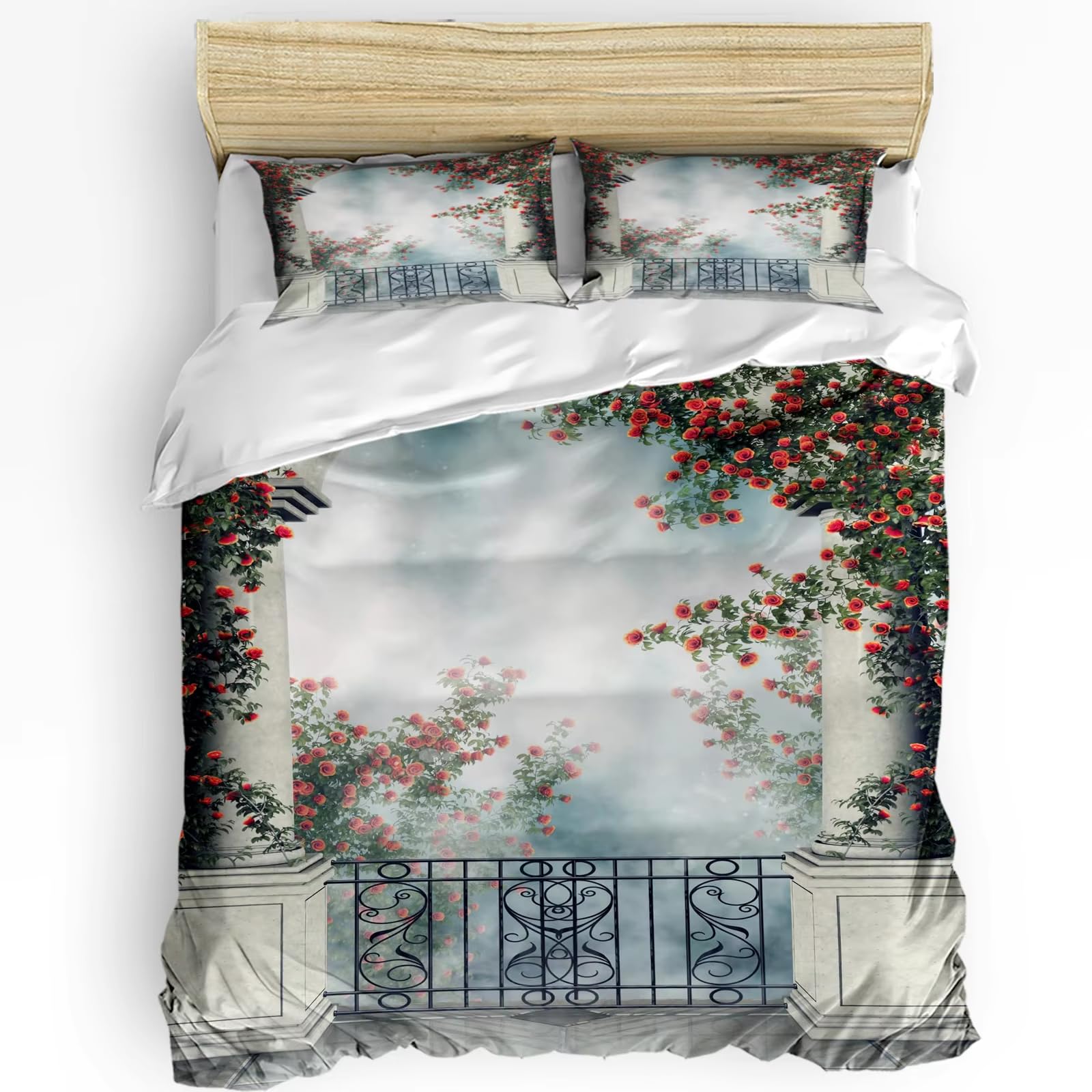 Housse de couette motif floral 155 x 220 cm idéale pour ne plus avoir froid en lit double