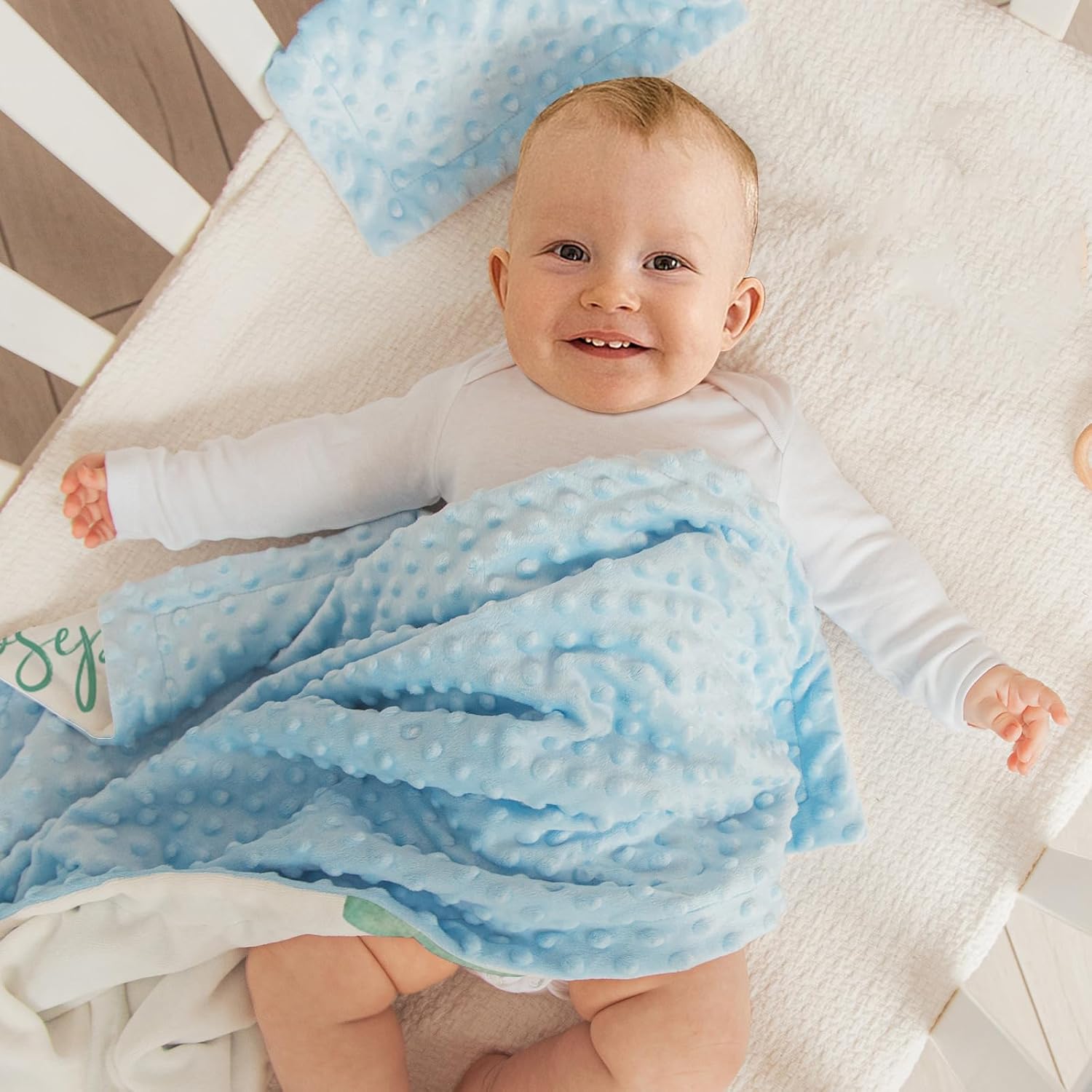 Custom Baby Monthly Milestone Blanket - Custom Name with Dinosaur Designs Photography Background - Soft Plush Blanket with Double Layer Dotted Backing for Boys Girls Gift Color02(47"x60")